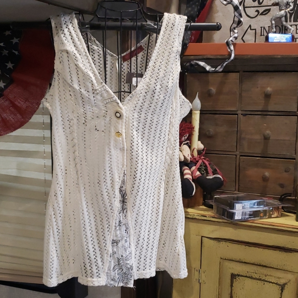 Style CAMISA flyaway tank cardigan vest SZ M NWT